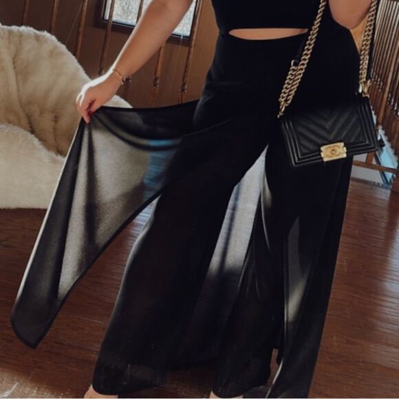 Black sheer layered pants - Picture 1 of 5